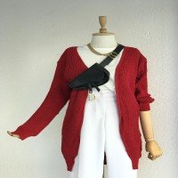 ژاکت بافتنی ساده تسالونیکی HZ - قرمز