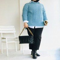 تونیک بافتنی با جزئیات LY - آبى