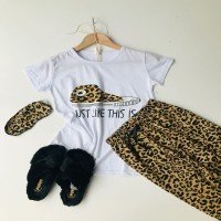 ست لباس خواب آستین کوتاه LCN Converse Leopard - سفيد