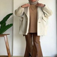 HW Cashmere Oversize Coat - Taş