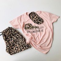 ست لباس خواب آستین کوتاه LCN Converse Leopard - پودری
