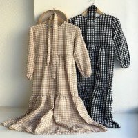 ZNK Mini robe ballon à carreaux - Beige