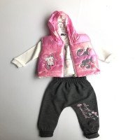 Ensemble 3 pièces gilet brillant pour bébé Catgirl - Rose