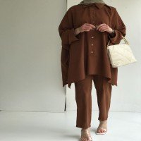 Pantalon de costume asymétrique boutonné BT - Tan