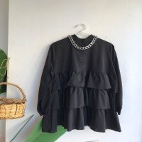 Tunique chemise à volants superposés NS - Noir