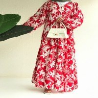 Robe Viscose PL Flower Garden - Rouge