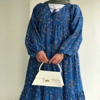 Robe Viscon Imprimé Printemps PL - Bleu