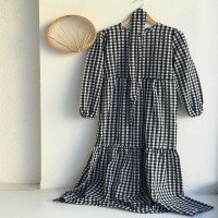 ZNK Mini Plaid Balloon Dress -Noir