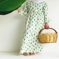Robe en lin motif ananas EFL - Vert