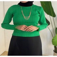 KZ Crew Neck Knitwear Blouse - Vert