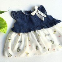 Robe papillon en mousseline de soie pour fille - Bleu foncé