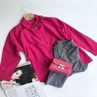 Chemise à manches chauve-souris BD Classic - Rose fluo