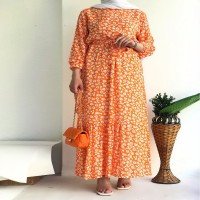 Mini robe fleurie élastique NS - Orange