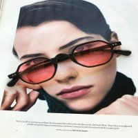 ŞT Mini Lunettes Carrées Unisexe - Noir & Rose
