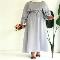 QAF Robe avec ceinture élastique à taille élastique - Gris