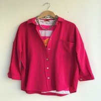 Chemise à poche unique en lin BT - Fuchsia