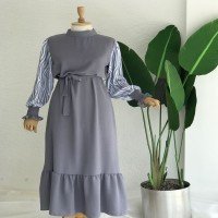 Robe à motif zèbre à manches GLN - Gris