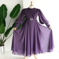 Robe de soirée à manches bouffantes et à double boutonnage RFC - Violet