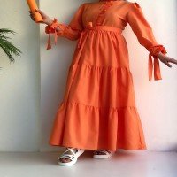 Robe EDR à froufrous sur le devant - Orange