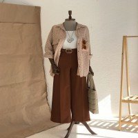 Pantalon taille haute ceinturé BT - Marron