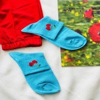 Chaussettes Motif Cerise MRD - Bleu