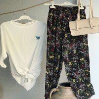 Pantalon large MX Mini à fleurs colorées