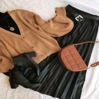 Jupe plissée à taille élastique SG - Noir