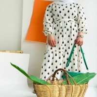 Robe en Lin Motif Ananas EFL - Marron