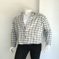 Chemise à carreaux doubles rayures YRG - Noir et blanc