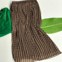 Jupe en Mousseline à Motif Géométrique Plissée ZD - Camel & Noir