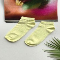 Chaussettes Coton Peigné Uni KP Jaune Citron