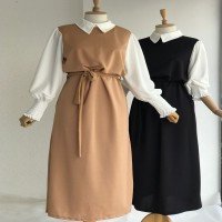 Robe plissée à manches NF - Camel