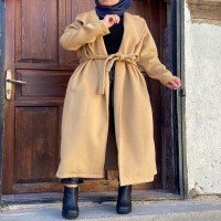 Manteau long ceinturé en cachemire HW - Camel