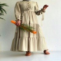 Robe à volants sur le devant EDR - Beige