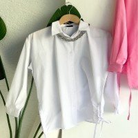 Chemise à cordon latéral NS - Blanc