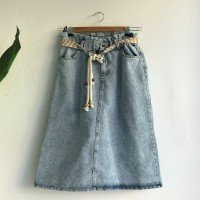Jupe en jean ceinturée BT - Bleu clair