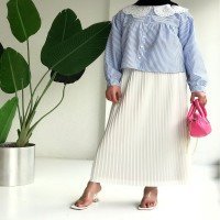 Chemise rayée EMT Bebe Collar Robe - Bleu