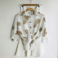 Chemise numérique imprimée ananas VR - Blanc