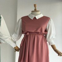 Robe plissée à manches NF - Poudre