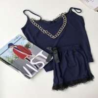 Ensemble Caraco PJ Avec Short - Bleu Marine