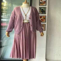 Jupe plissée à taille élastique Hz - Rose séchée