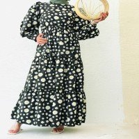 Robe TBL Daisy à manches ballon - Noir