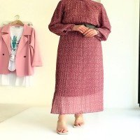 GZL - Mini robe fleurie plissée à ceinture - Rose séchée