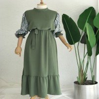 Robe à motif zèbre à manches GLN - Vert