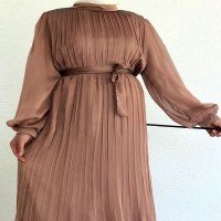 Robe de soirée plissée TN Gangan - Couleur cuivre