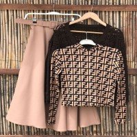 OW F Print Blouse - Marron & Noir