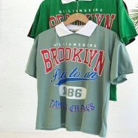 T-Shirt Brooklyn Col SHN - Vert Menthe