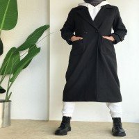 Manteau cachet à col croisé ES -  Noir