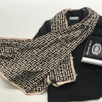 Большая шаль Fendi MD - кремово-черная